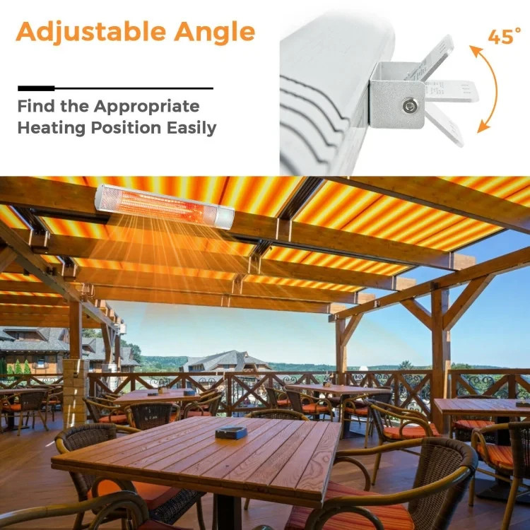 Wall Mounted Patio Heater Outdoor Electric Infrared 1500w Waterproof w/Remote