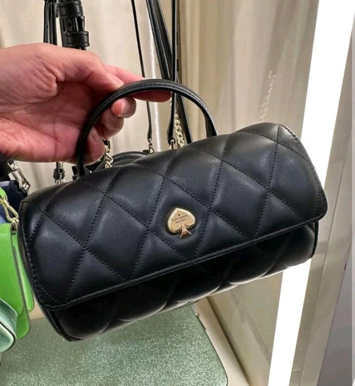 NWT KATE SPADE KK175 HEART TO HEART 3D HEART BARREL QUILTED CROSSBODY BLACK