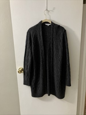 Ophelia Roe Dark Gray Open Mid Length Cardigan Sweater Size Medium