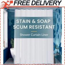 White Shower Curtain Liner 72 x 84 Extra Long Shower Liner Plastic Washable Show