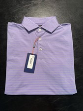 NWT MEN'S DONALD ROSS ASHER POLO, SIZE: S, COLOR: WISTERIA/CREAM/NAVY M7.3 
