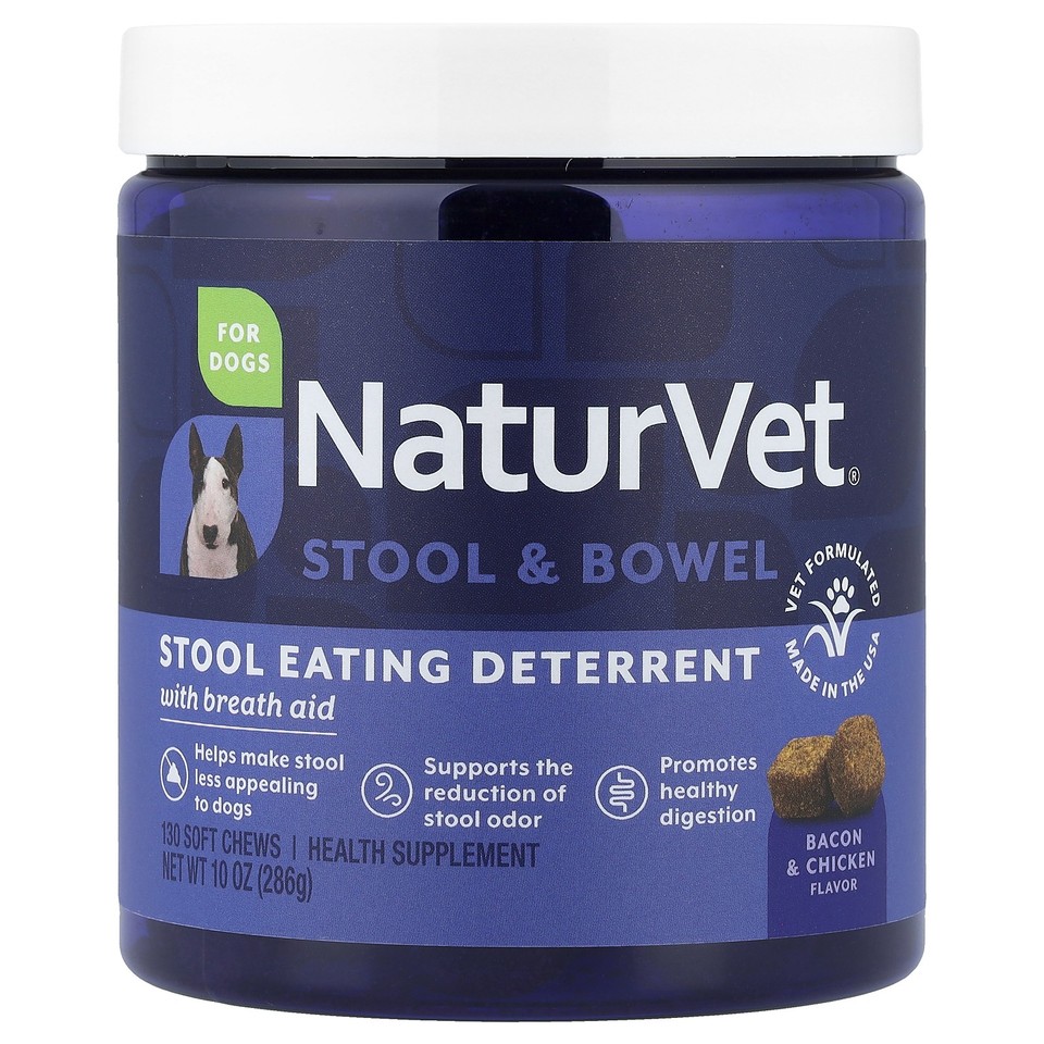 Stool & Bowel, Stool Eating Deterrent with Breath Aid, For Dogs, Bacon &