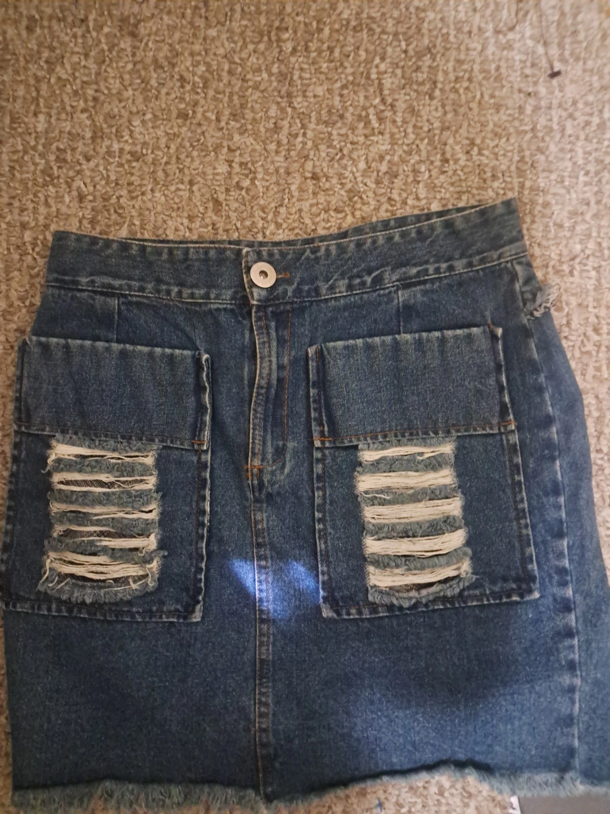 Womens POL Distressed Jean Mini Cute Front Pockets Size S