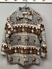 Montana Blues Jacket Womens Medium Brown Gray Sherpa Fleece Button Front Deer
