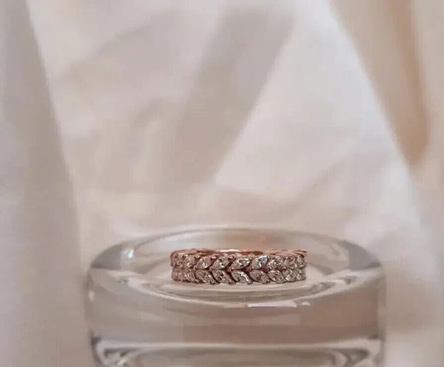 2 CT Marquise Cut Simulated Diamond Solitaire Wedding Ring 14K Rose Gold Plated - Picture 3 of 4