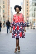 Dupsie's Exclusive African Lace Print Dress-DPX310