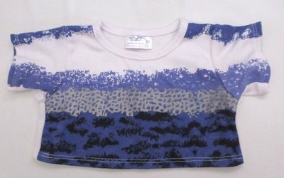 Build A Bear Shirt White Blue Silver and Black Wave Top Clothing Clothes