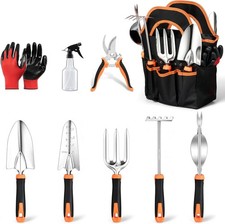 9-Piece Stainless Steel Garden Tools Set with Storage Bag, Outdoors Hand Tools
