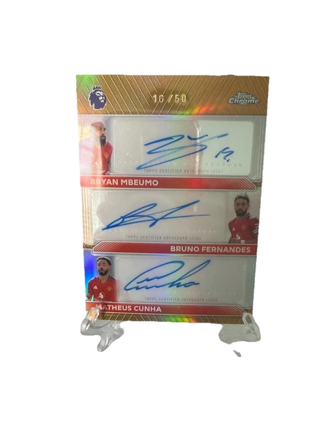 2020 Topps Chrome Premier Triple Auto Gold /50 Bryan Mbeumo Fernandes Cunha
