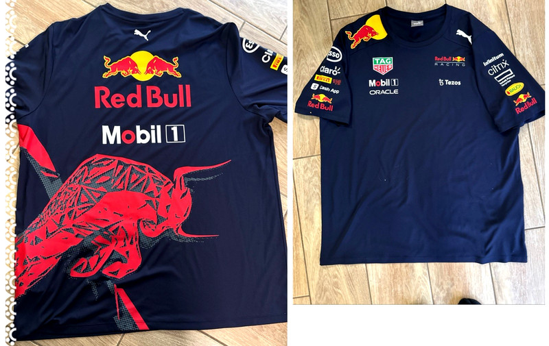 RED BULL TEAM RACING F1 FORMULA BLUE NAVY SHIRT  Double Sided Sz XL