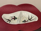 Vintage Red Wing USA Pottery Capistrano Swallow Birds Divided Serving Dish 14"