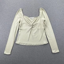 Elodie Nordstrom Top Womens XL Sage Green Twist Front Long Sleeve Soft Stretch