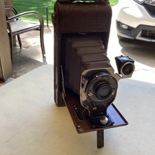 1931 Agfa Ansco No.1 Readyset Royal Vintage Folding Camera Ostrich LeatherWork