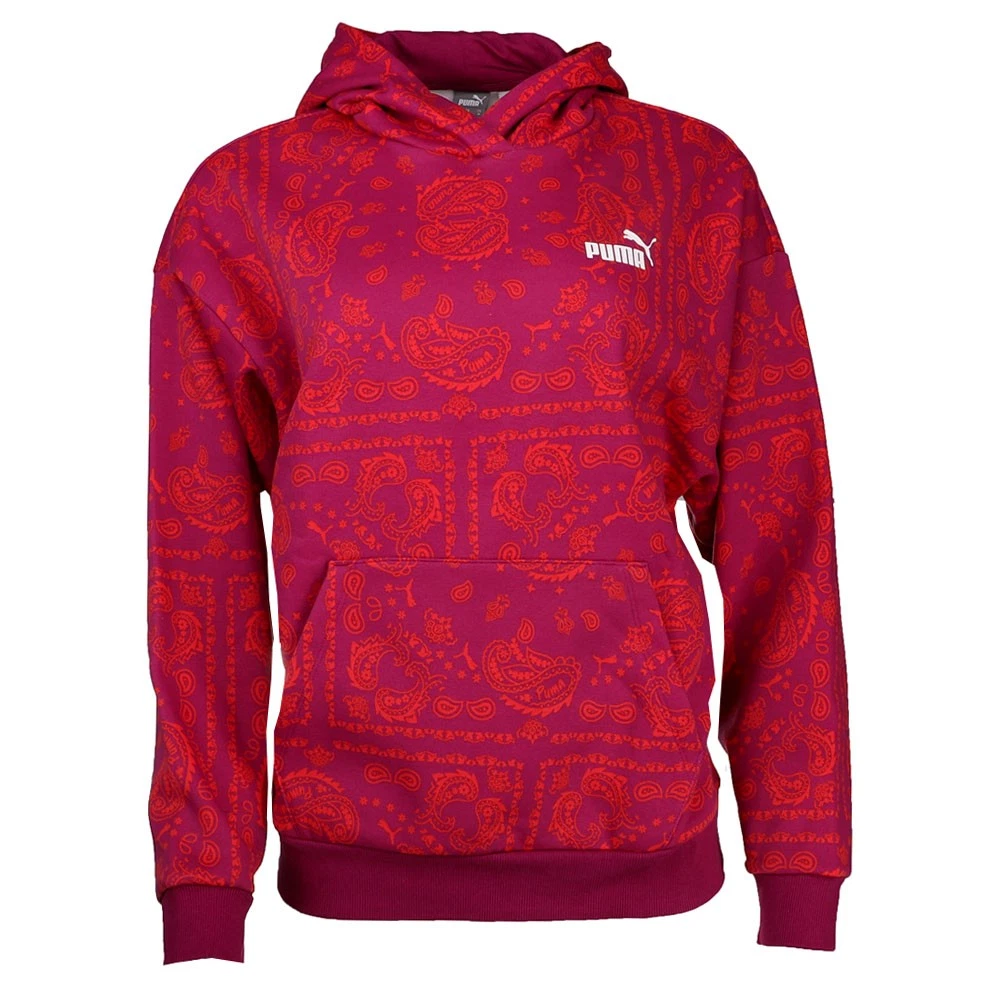Felpa con cappuccio PUMA Ess+ Paisley donna rosa casual capospalla 68474645