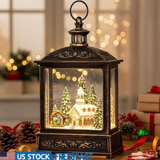 Snow Globe Lantern Christmas Decor Nativity Scene LED Music Timer Gift New