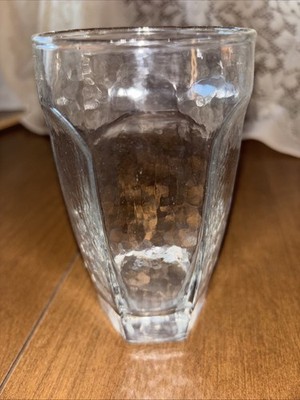 Vtg Libbey Chivalry Clear Juice Glass Hexagonal Wood Grain Hammered 3.5 