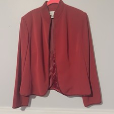 Jones of New York Suits Size 14 Burgandy Maroon Lined Edge To Edge Jacket Only