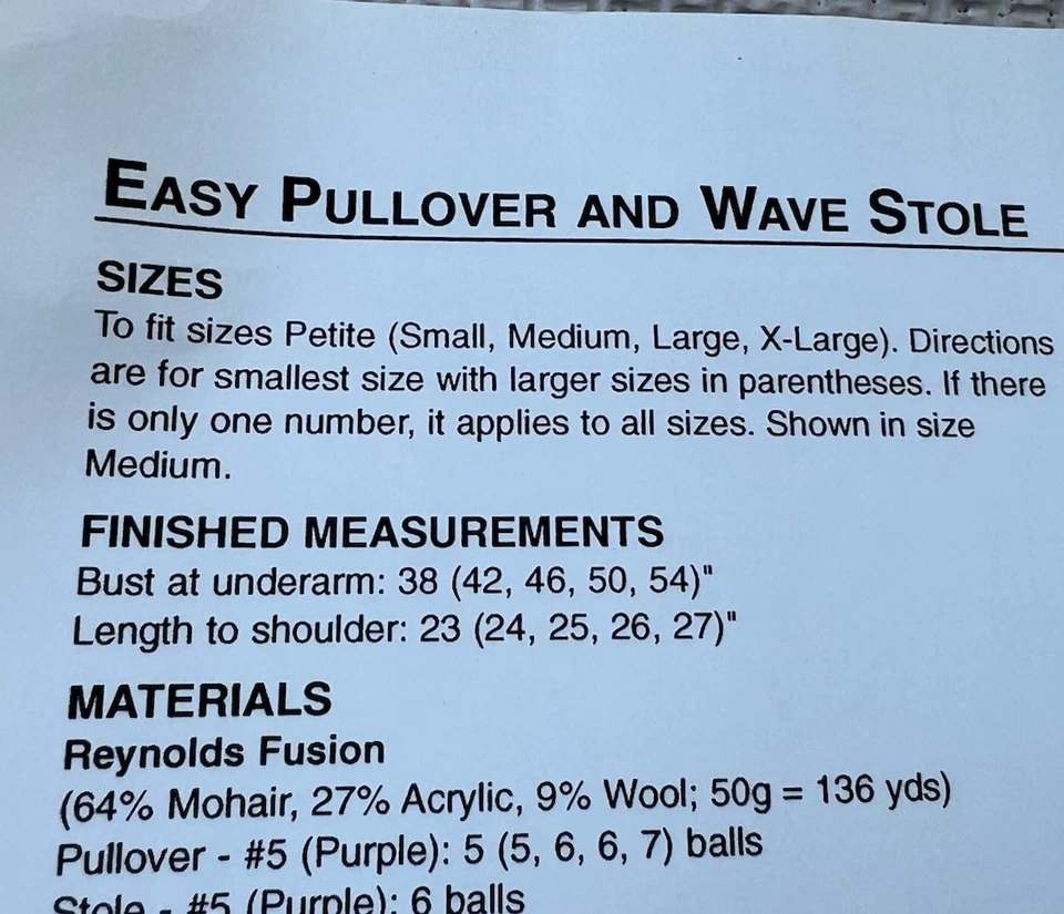 Fushion Yarn Single Knitting Pattern: By Norah Gaughan To Knit Pullover& shawl - Image 4 of 4