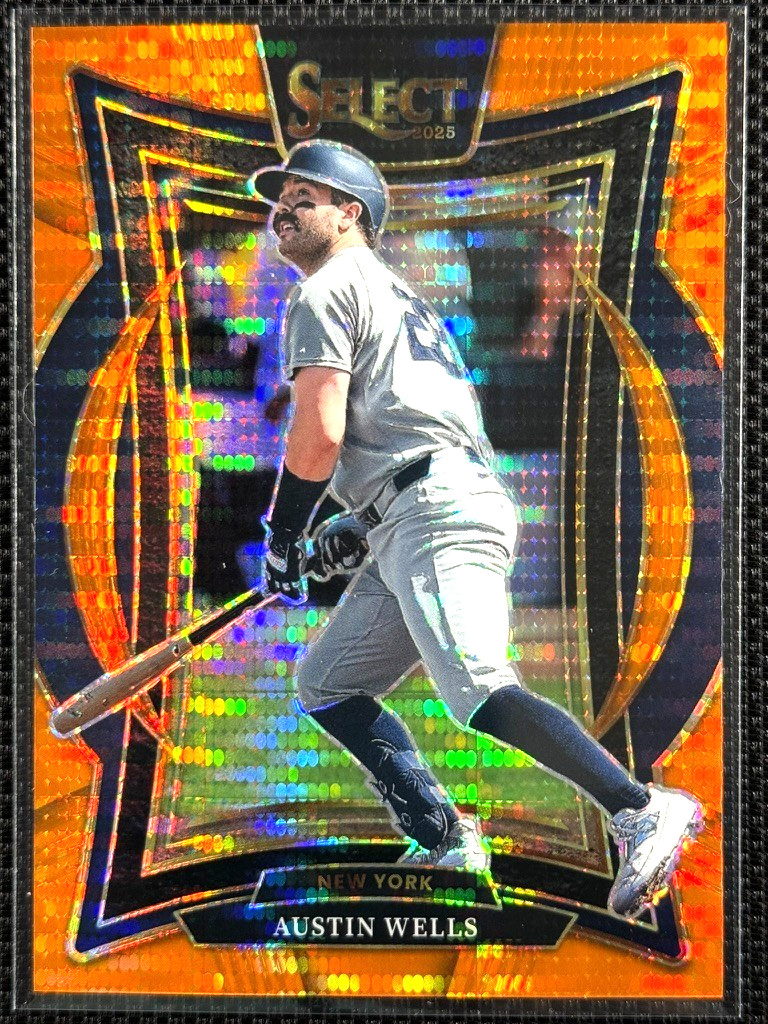 Austin Wells 2025 Panini Select #45 Orange Pulsar Prizm /49 Yankees