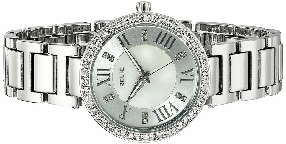 Reloj Relic by Fossil para mujer ZR34359 MOP redondo con cristales tono plateado Foto 2 de 3