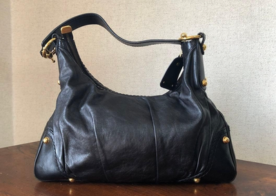 GUCCI Archive Leather Jockey Hobo Shoulder Bag Studded Black GUCCI Archive Leather Jockey Hobo Shoulder Bag Studded Black