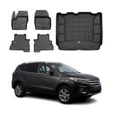 OMAC Fußmatten & Kofferraumwanne Set für Ford Kuga II 2012-2019 Schwarz Gummi 5x