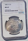 1883-O $1 Morgan Silver Dollar NGC MS63 BU UNC New Orleans Mint Beautiful Coin