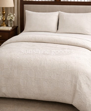 Ralph Lauren Sascha KING Comforter Set Lght Grey Textured Jacquard Matelass 3PC