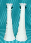2 Vtg Anchor Hocking Stars & Bars 9" Milk Glass White Bud Vases Wedding Decor #2