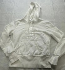 Women's Adidas Originals S Small White Hoodie Sweatshirt Big Trefoil Logo