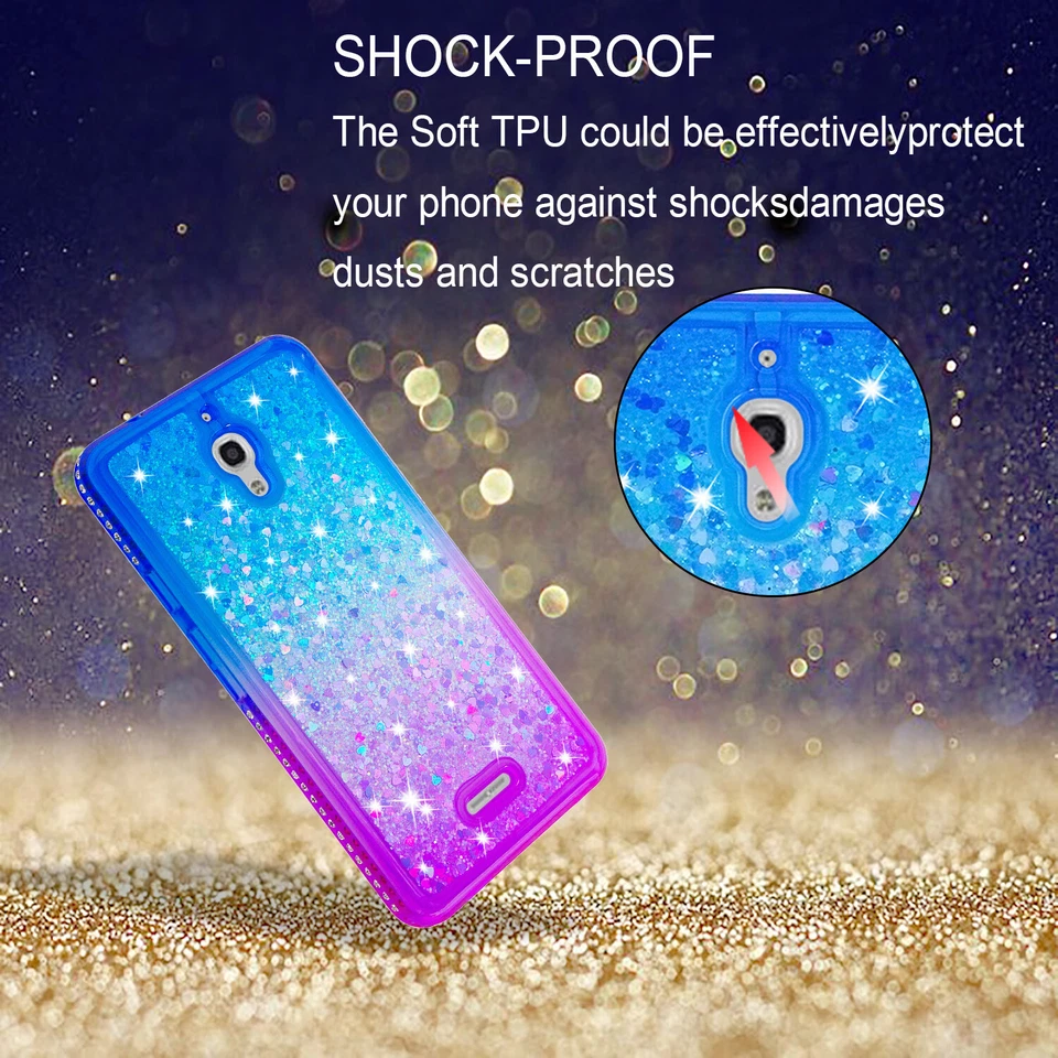 Diamonds Glitter Quicksands Phone Cover For Alcatel PIXI 4/1X Evolve/7 Folio - Image 4 of 4