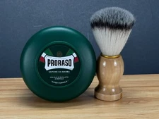 Proraso Shaving Soap Jar - Menthol & Eucalyptus, 5.2 oz (150 ml) W Shaving Brush