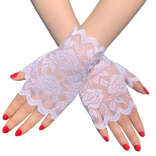 Elegantes Guantes de Boda Encaje Sin Dedos Mitones Novia Fiesta Accesorios Mujeres ∂ - Imagen 9 de 21