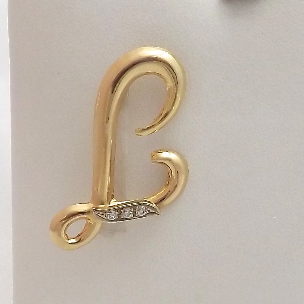 Solid 18k Gold Initial Cursive Letter L Brooch Pi… - image 1