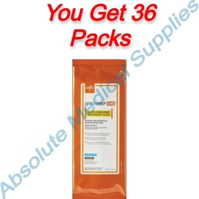 *36-Packs* Medline ReadyPrep CHG 2% Chlorhexidine Gluconate Cloth MSC098CHG