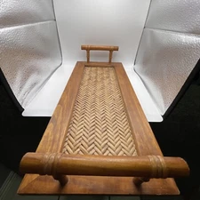 Pier 1 Wood Handle Serving/Vanity Tray With Handles Fast Shipping 🔥💥