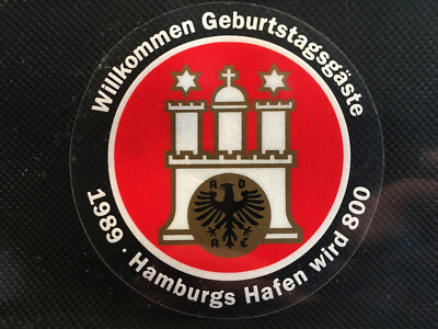 alter Aufkleber ADAC Hamburg Hafen Geburtstag 800 Jahre 1989 / Oldtimer