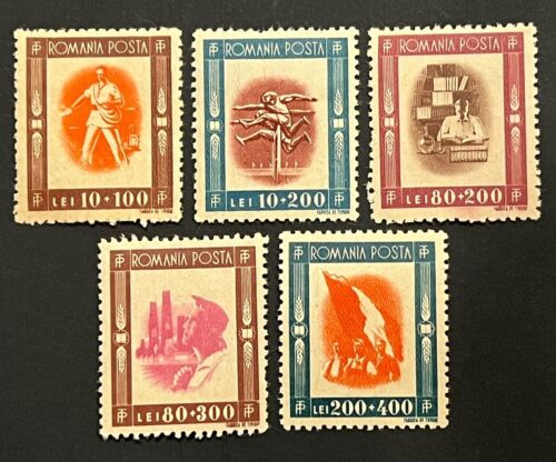 Francobolli da viaggio: 1946 Romania francobolli semipostali Scott #B332-B336 nuovi di zecca MOGH - Foto 1 di 5