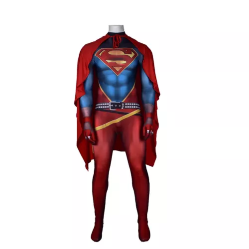 Superman Cosplay Kostüm Cartoon Superboy Overall Halloween für Erwachsene & Kinder - Bild 11 von 11