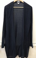 J Jill Linen Blend Cardigan Duster Dark Teal Blue Open Front Long Sleeve Size M
