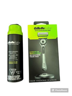 Men's Gillette Labs  Razor with Exfoliating Bar + Shave Gel