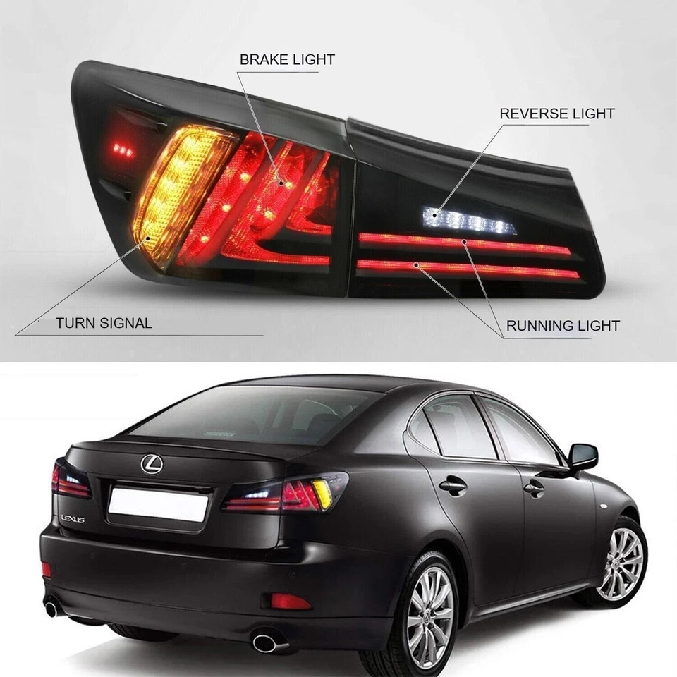 1 par de luces traseras LED ahumadas para Lexus IS250/IS350/IS-F sedán 4 puertas 2006-2013 Foto 3 de 4