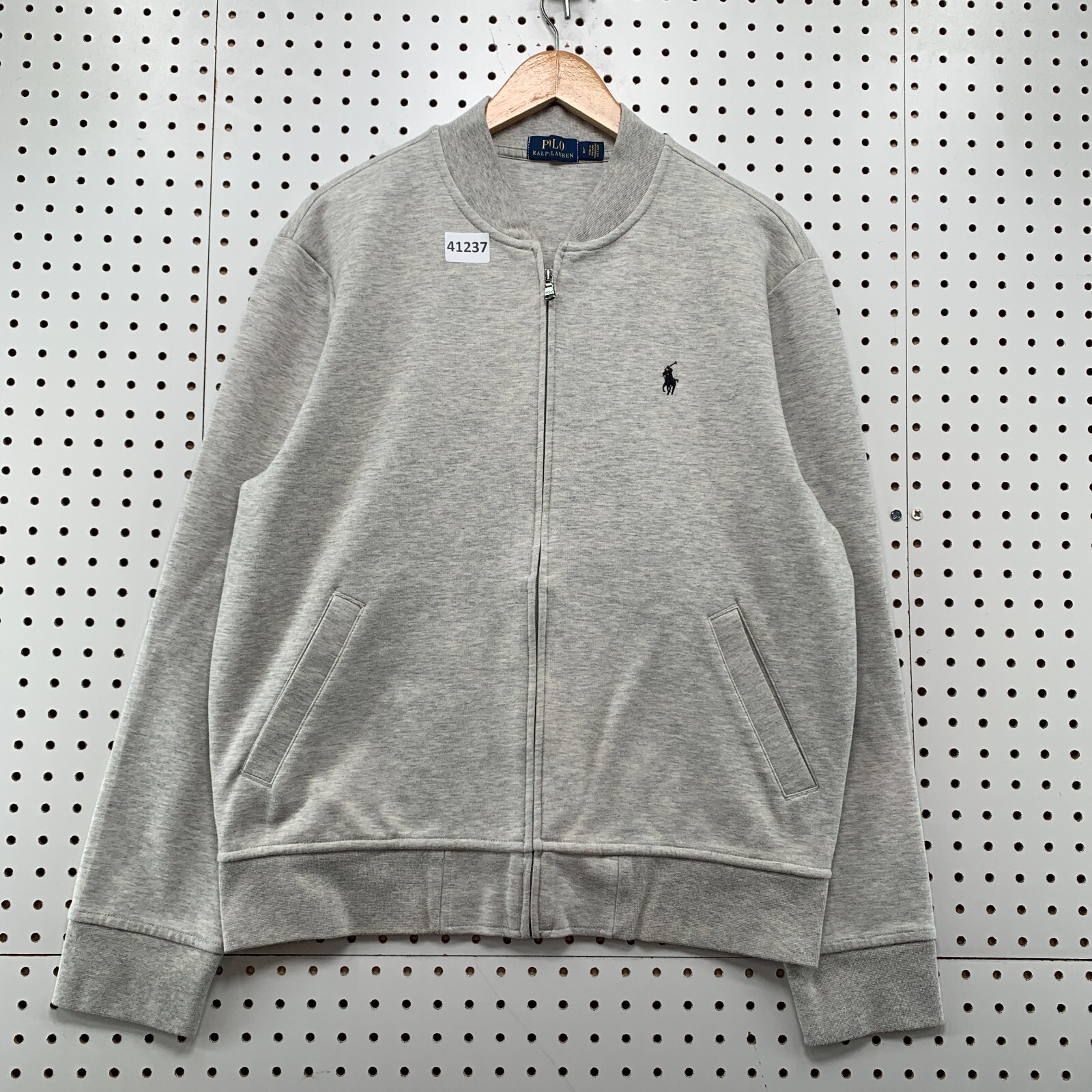 Polo Ralph Lauren Zip Sweatshirt Mens Large Gray Pony Pocket 23.5x25.5