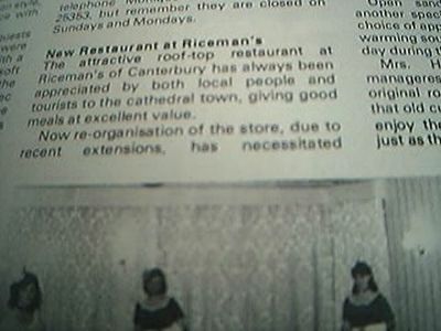 ephemera 1974 kent restaurant review riceman's canterbury mrs h minges