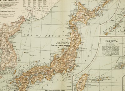 1903 Antico Mappa Giappone Corea Hokkaido Yezo Yokohama Tokio Tokyo Formosa Ebay Cartina Giappone Corea