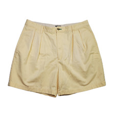 VTG 90s Tommy Hilfiger Crest Chino Shorts Mens 36 Pastel Yellow Pleated Preppy