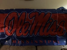 Ole Miss 36 X 60 Polyester Flag BSI Products Navy Blue Cardinal Red
