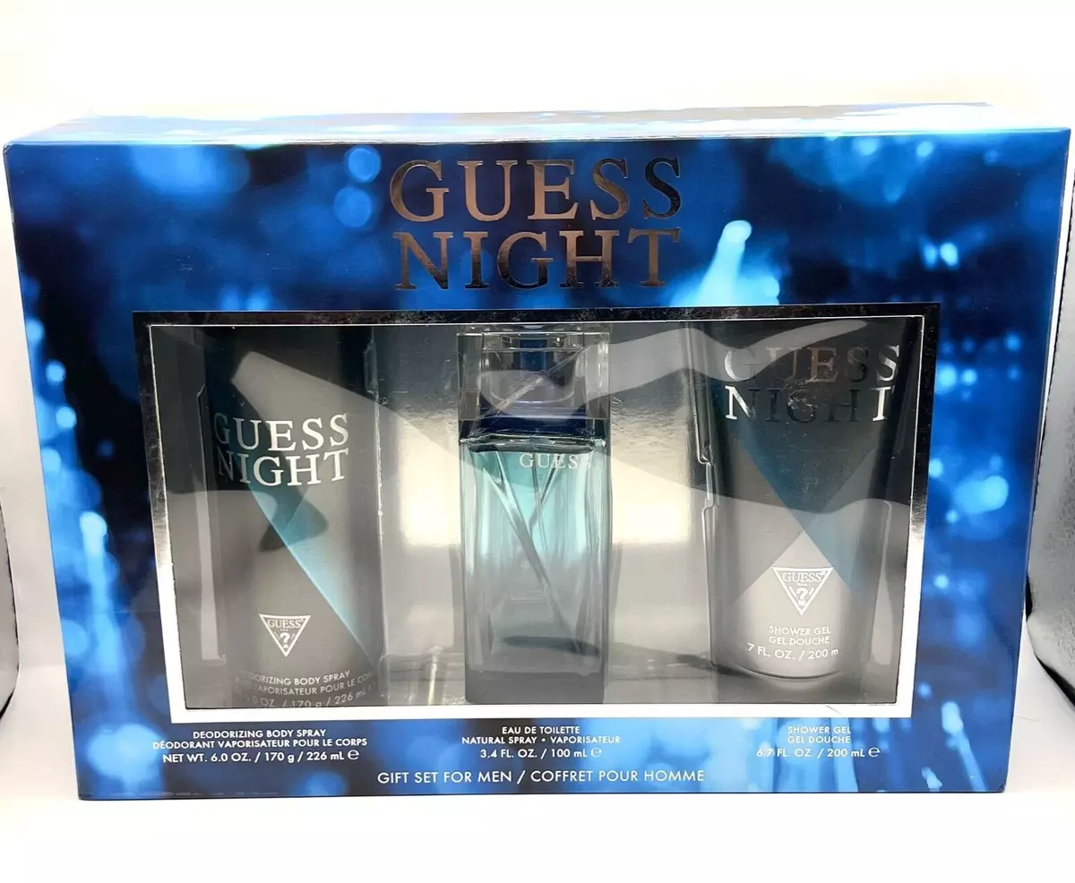GUESS NIGHT Cologne for Men 3 pcs SET 3.4 oz EDT Spray Deodorant SHOWER GEL