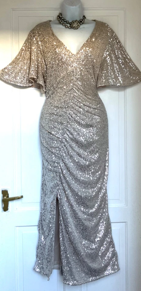 VESTIDO DE FIESTA RIVER ISLAND LENTEJUELAS BRILLANTES NOCHE MIID TALLA 20 Foto 3 de 4