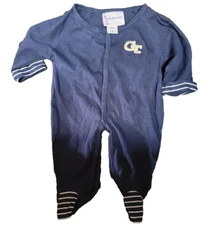Two Feet Ahead Newborn Long Sleeve Footed Romper Georgia Tech  12 Months NEW